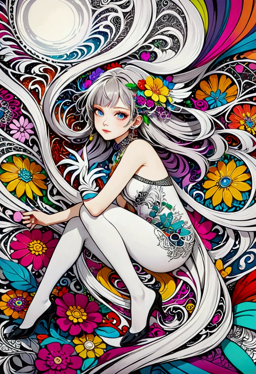 Realistic,High resolution, Highest quality,Official Art, colorful, Very detailed, Official Art, unity 8k wallpaper, Very detailed, beautiful and aesthetic, beautiful, masterpiece, Highest quality, (zenTangle, Mandala, Tangle, enTangle), (Flower Ecstasy:1.2) Dynamic Angle, Cowboy Shot, the most beautiful form of chaos, elegant, Brutalist Design, Vibrant colors, Romanticism, Atmospheric Information