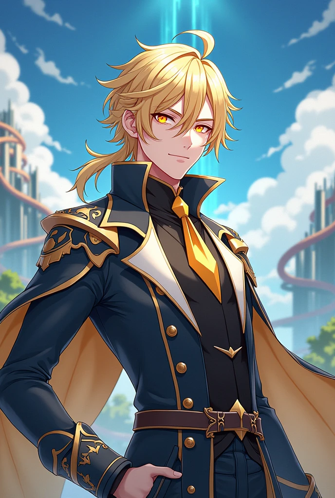 Aether de genshin impact con estiló de Honkai impact