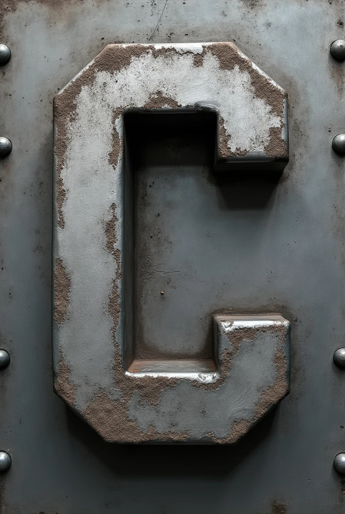 Rectangular metal steps forming the letter C