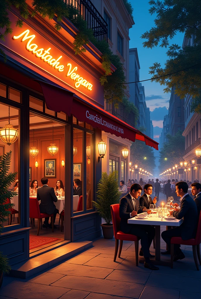 Restaurant called Mastache Vergara at night