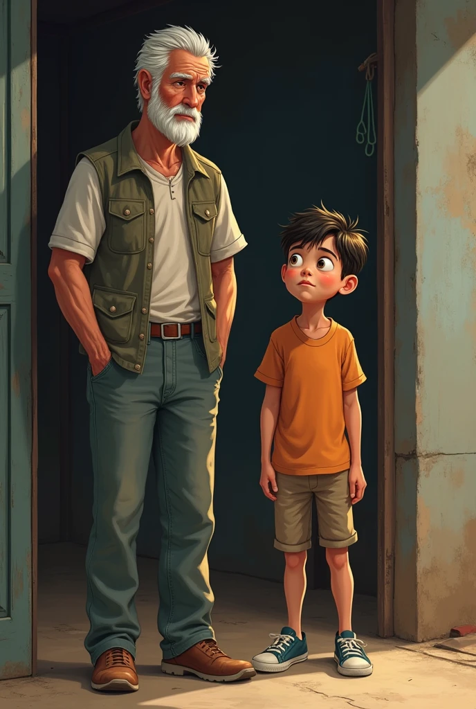 A 13-year-old boy watching his father being half his height