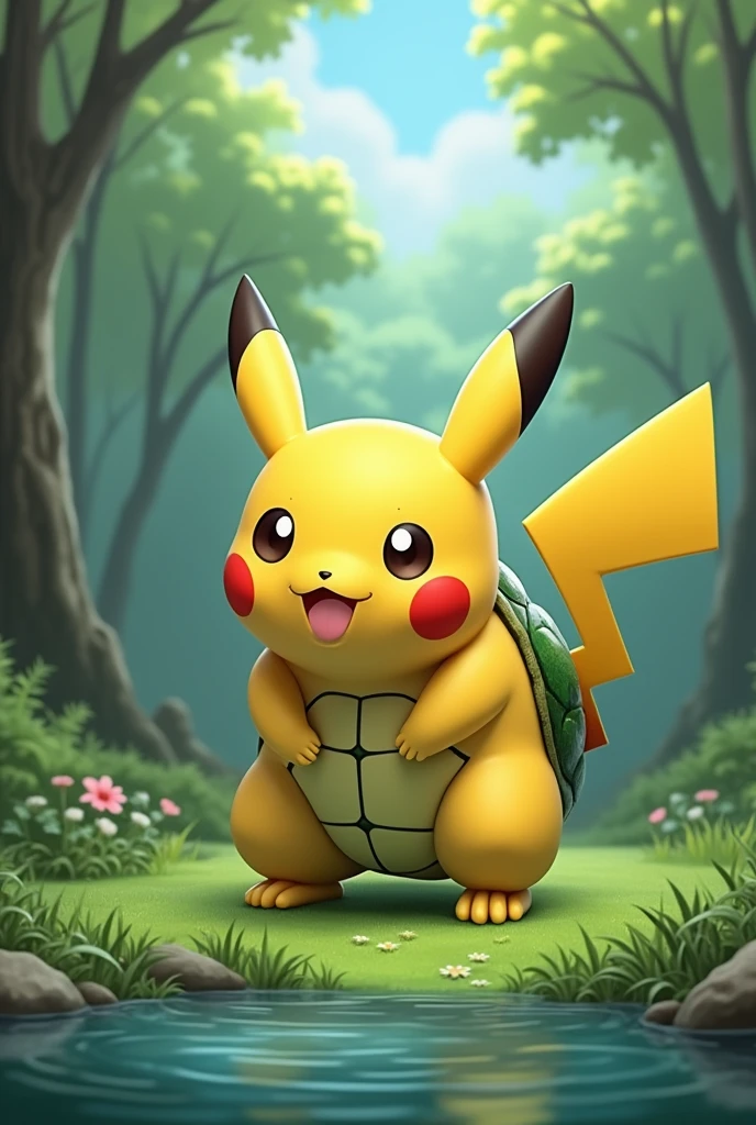 A fusion between Pikachu and tortwig