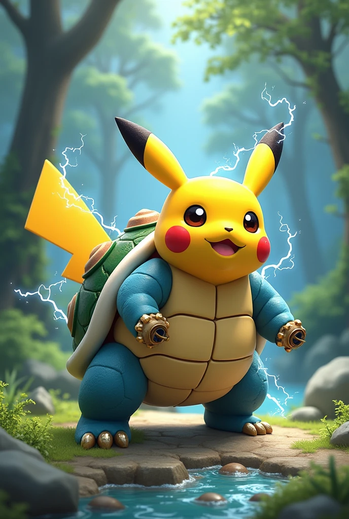 A fusion between Pikachu and Blastoise