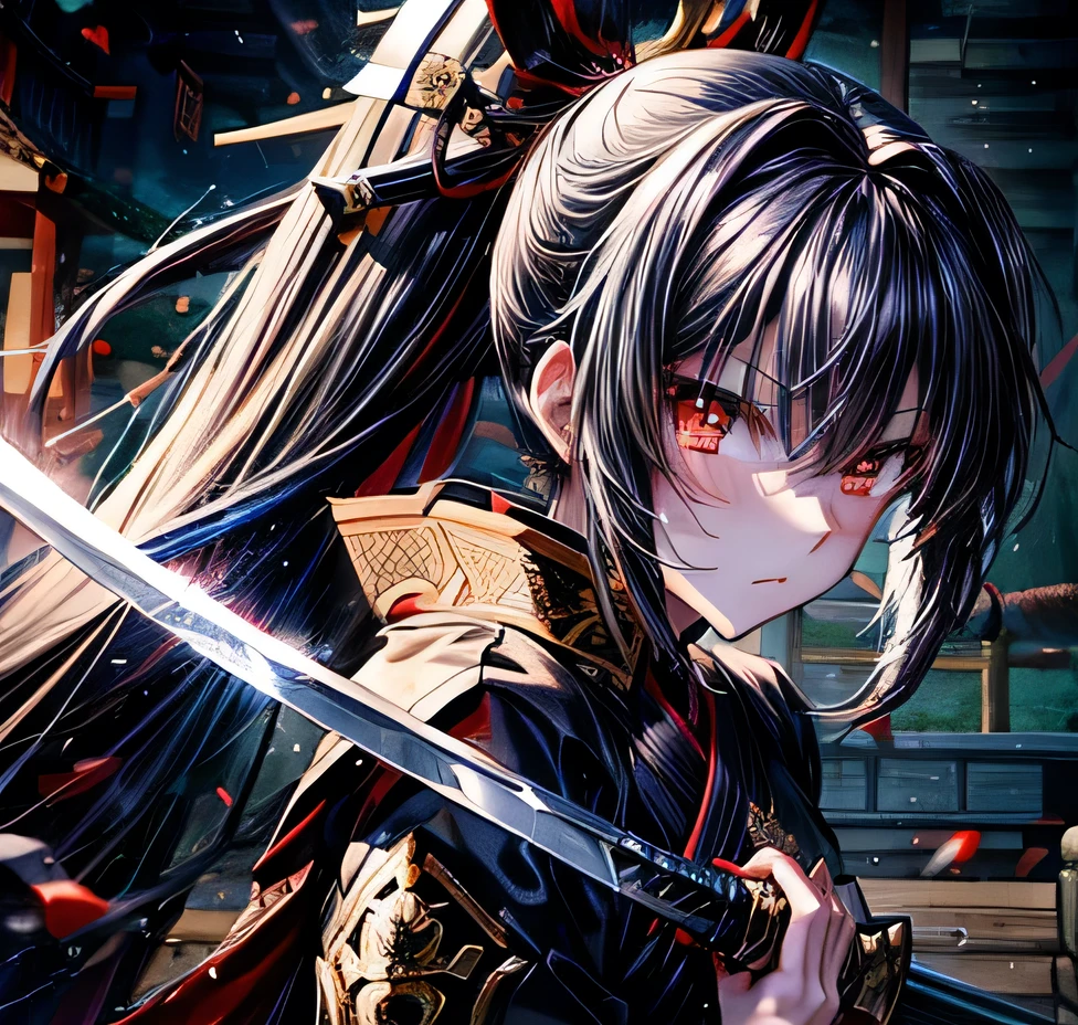 　Black Hair　Ponytail Long　Yagyu Shinkage-ryu swordsmanship　Presence　Fit　Menkyo Kaiden　Tosei Gusoku　armor　Japanese sword　Beauty　swordsmanship　Divine Sword　Yan Fei&#39;s Sword　Water Moon&#39;s Edge
