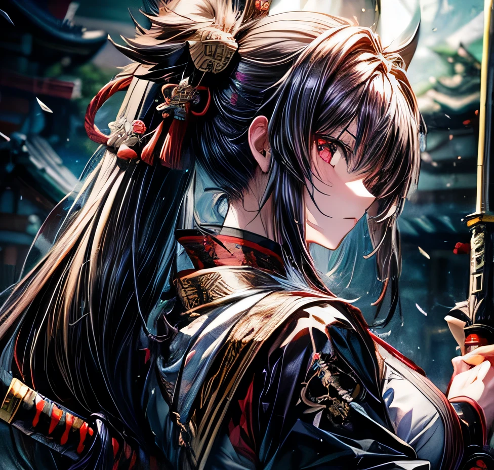 Black Hair Ponytail Long Yagyu Shinkage-ryu swordsmanship Presence Fit Menkyo Kaiden Tosei Gusoku armor Japanese sword Beauty swordsmanship Divine Sword Yan Fei's Sword Water Moon's Edge