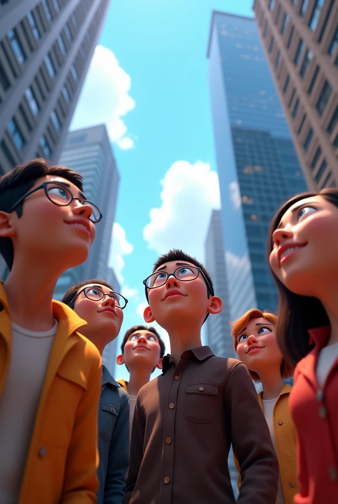 Men and Women looking up 3D Animation 