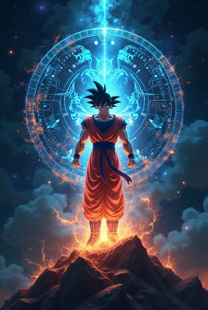 A veve building a computer with Goku