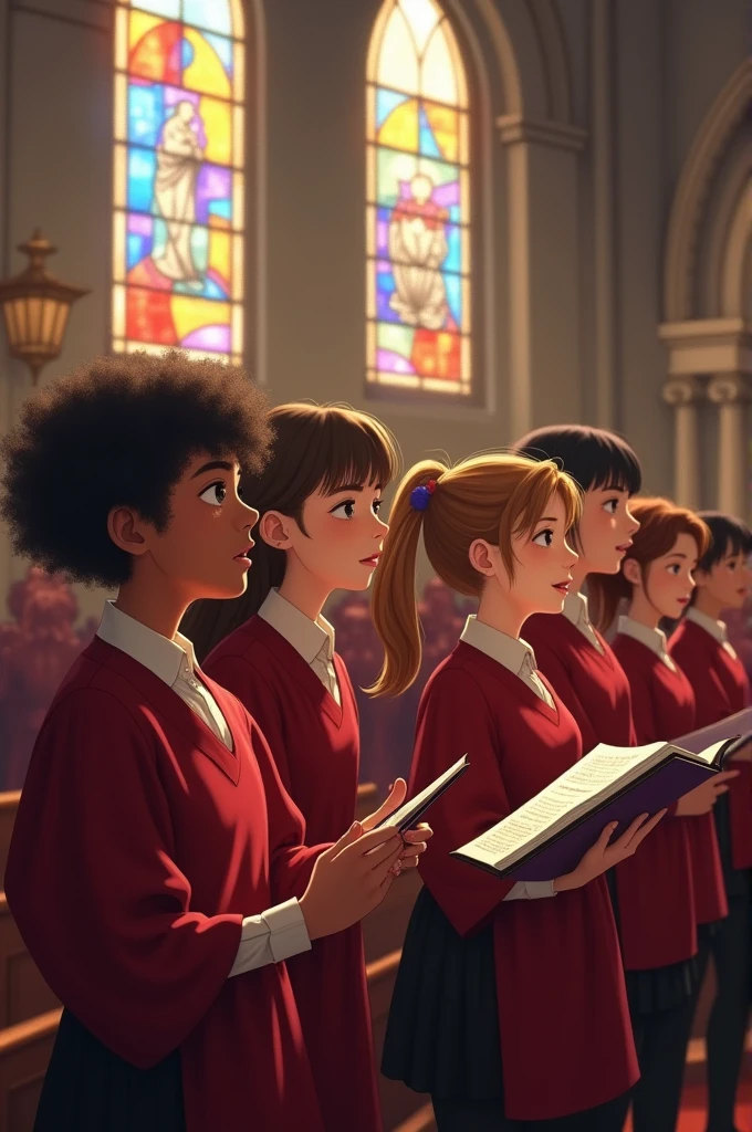 Young people rehearsing in church