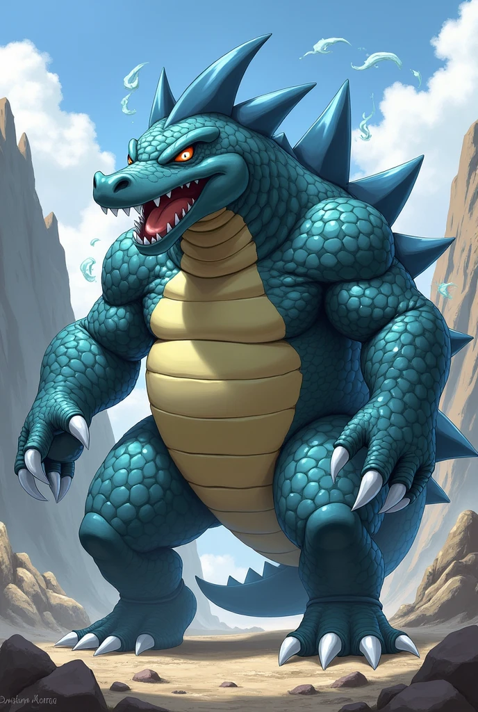 a fusion between totodileand tyranitar