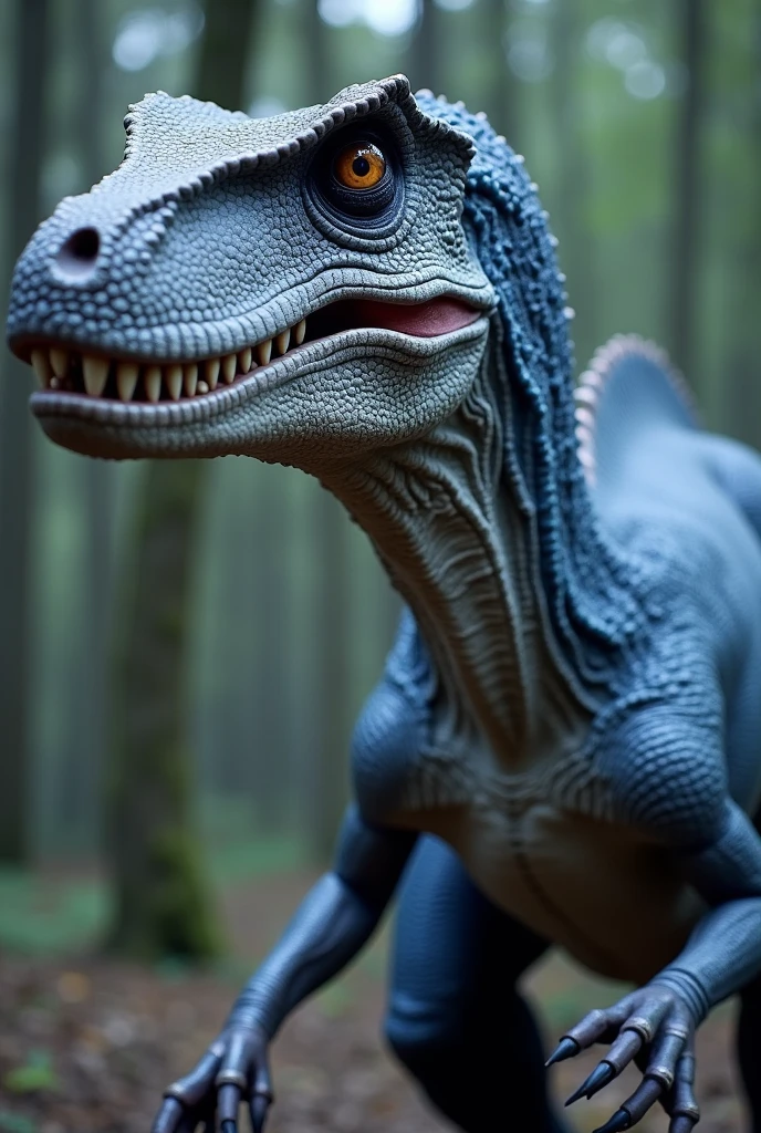 velociraptor, gray, lines blue with white