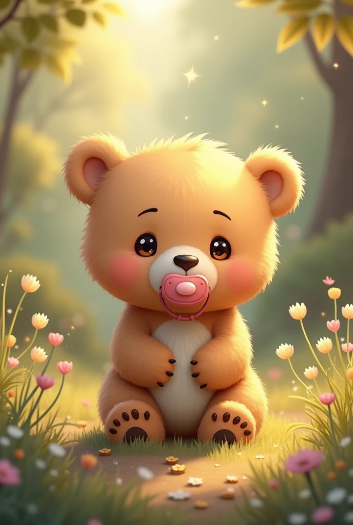 Baby bear with pacifier