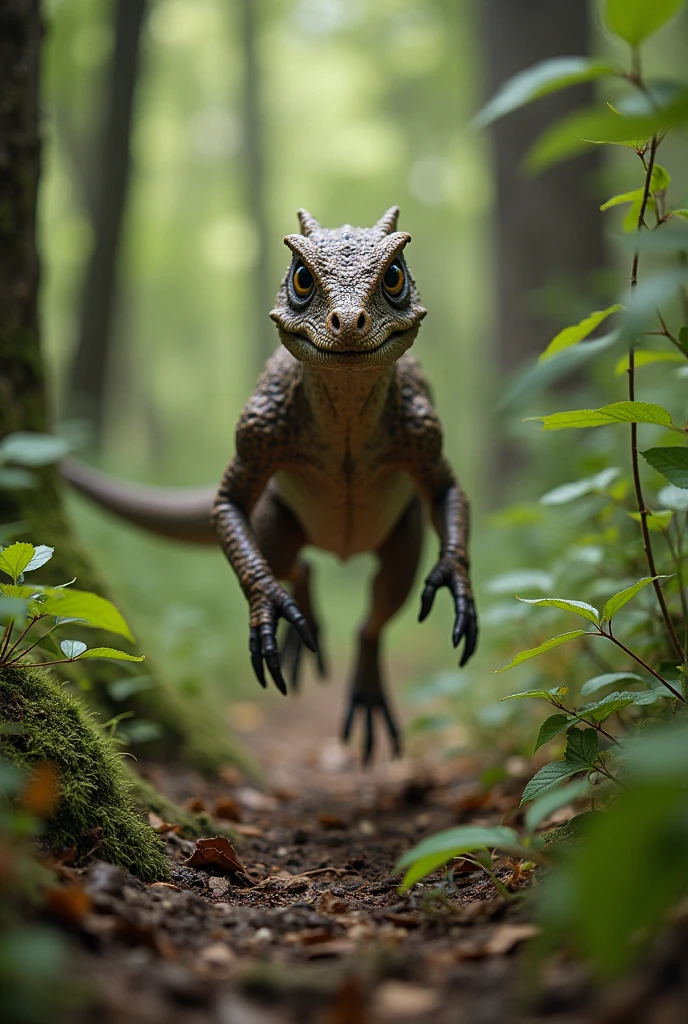 Deinonychus run in a forest