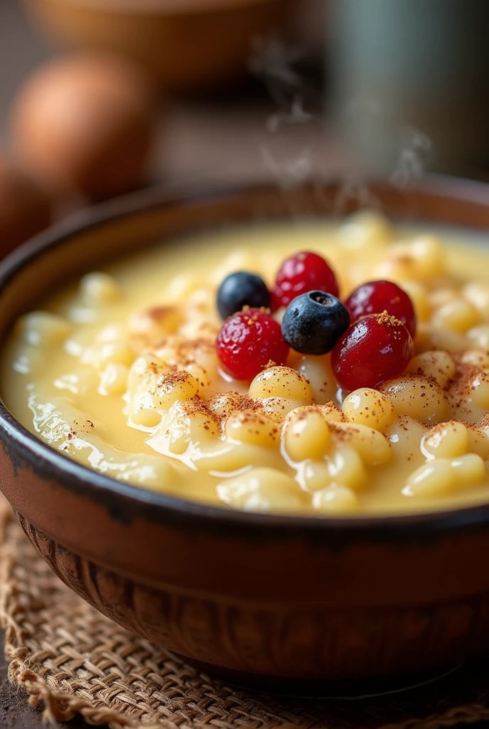 Create an image of rice pudding to promote to sell