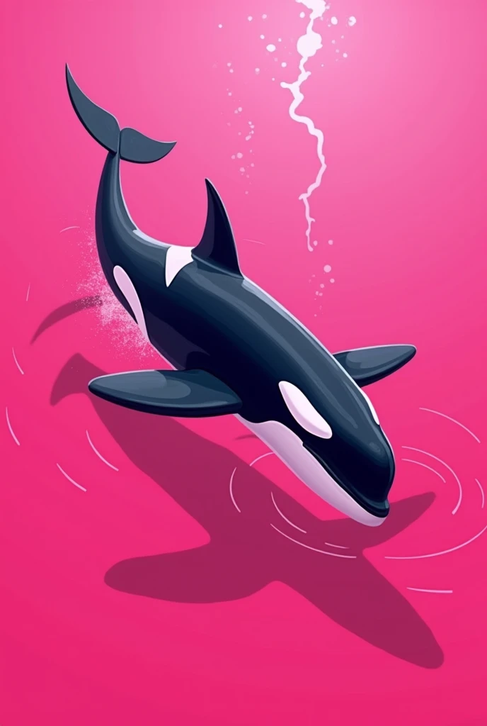 orca fish with pink background 
