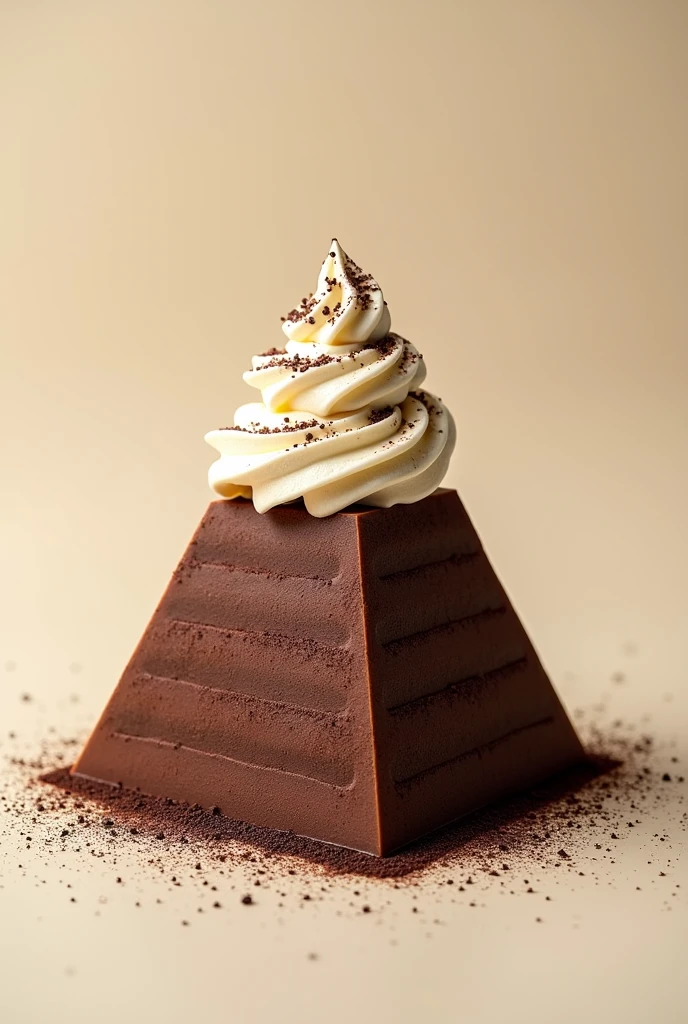 Pyramid-shaped dessert with chocolate sprinkles and a scoop of vanilla ice cream 
