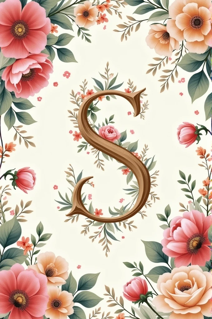 flowers wallpaper with initials c and s