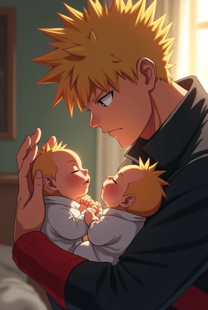 Bakugou katsuki holding his own twin  with love and care