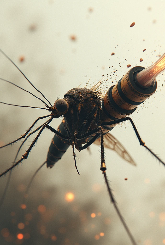 A mosquito being riddled with a gatling gun 