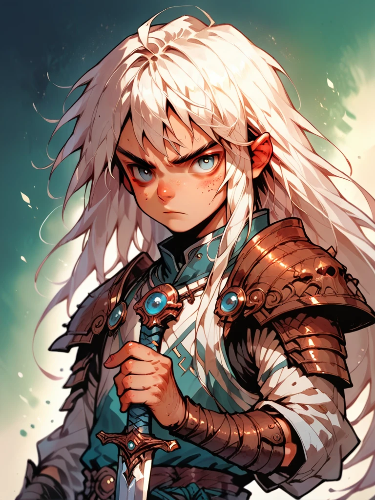 score_9, score_8_up, score_7_up, score_6_up, solo, 1 boy, ???, long hair, white hair, wearing bones shoulder armor, pauldrons, holding a sword, g4n1m3,
F41Arm0rXL
