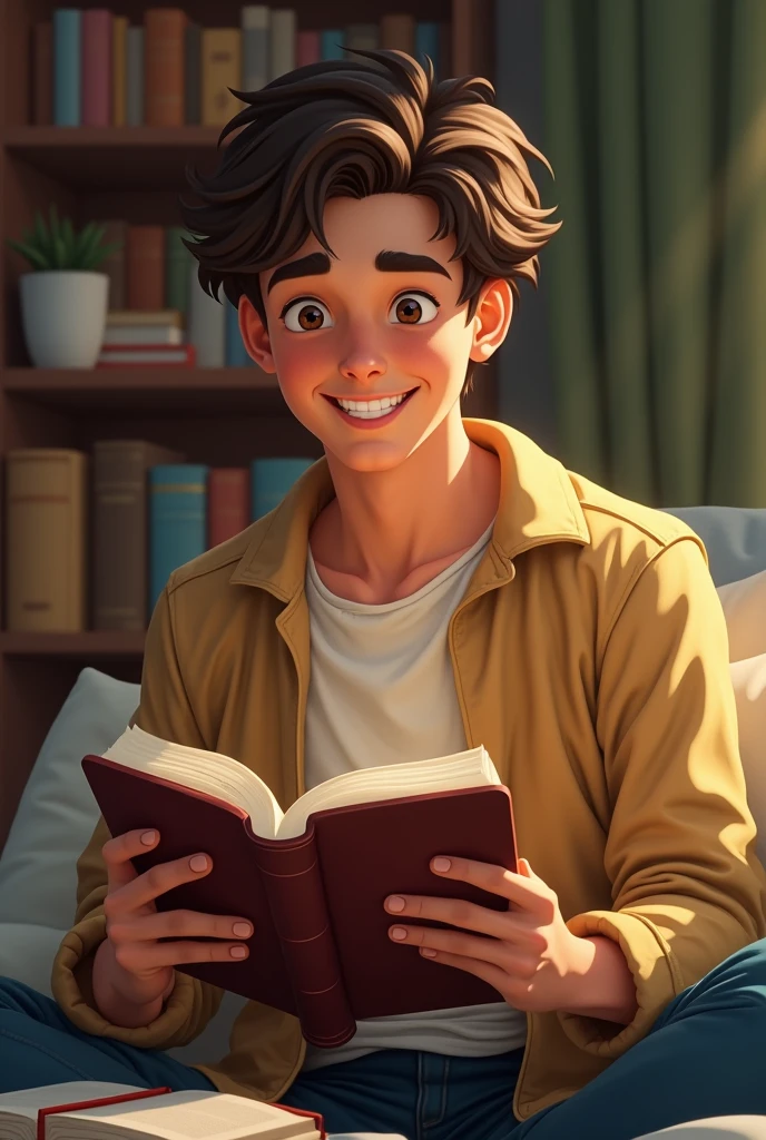 create a happy male ager with a Bible reading profile picture