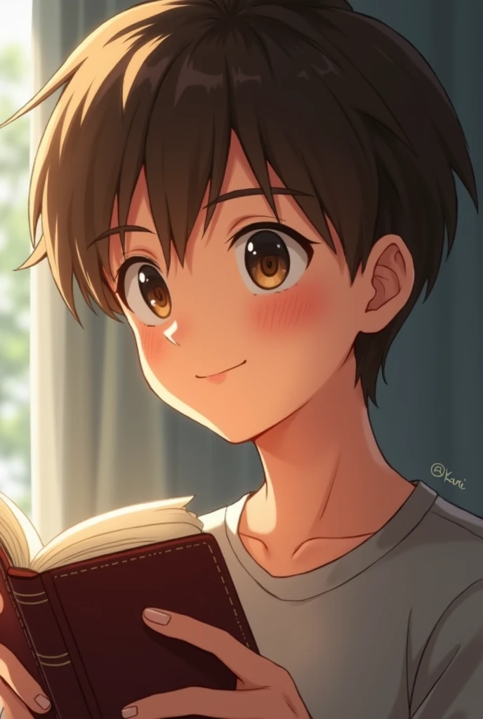 create a happy male ager with a bible reading profile picture without being anime