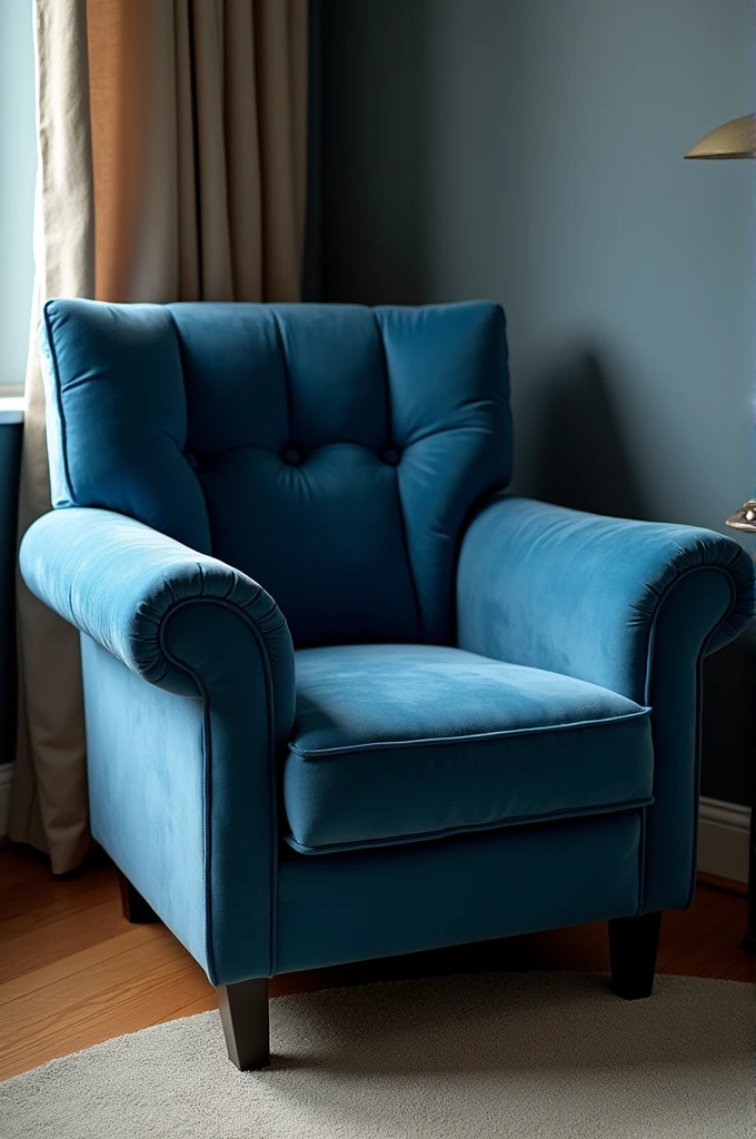 Blue chair
Soft
Comfortable 