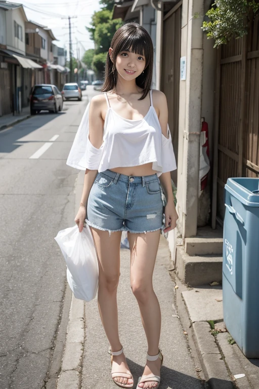 A girl, on the playground after school, ((fully visible)), away from the spectators. She is a beautiful, pretty, cute, cute, young, teenager. She is slim, slender, petite, thin, (big breasts), (big breasts), (big breasts). She was sweaty, wet, and drenched. The clothes are transparent, there is sweat on the skin, and the hair is wet. She grinned and smiled. She looks natural, relaxed and unpretentious. Scheming face. Make faces. (sticking out his tongue), telling a secret, hiding a secret, shyness, excitement. She stared at the audience. She wears a black ponytail. She wore a school uniform, a rolled up white shirt with a blue collar, a colored corduroy sports bra under the shirt, blue shorts, and two layers. Shirt lift,. Camera focused on her face, light shining on her face, very large aperture, ((f/1.2)), shallow depth of field, strong blur in background lens, ISO 3000, auto white balance, extremely detailed, professional lighting, soft light, raw photos, Uniqlo fashion models, best quality, masterpiece, award-winning photography, huge file size, 8k, high resolution, shot on Sony DSLR.