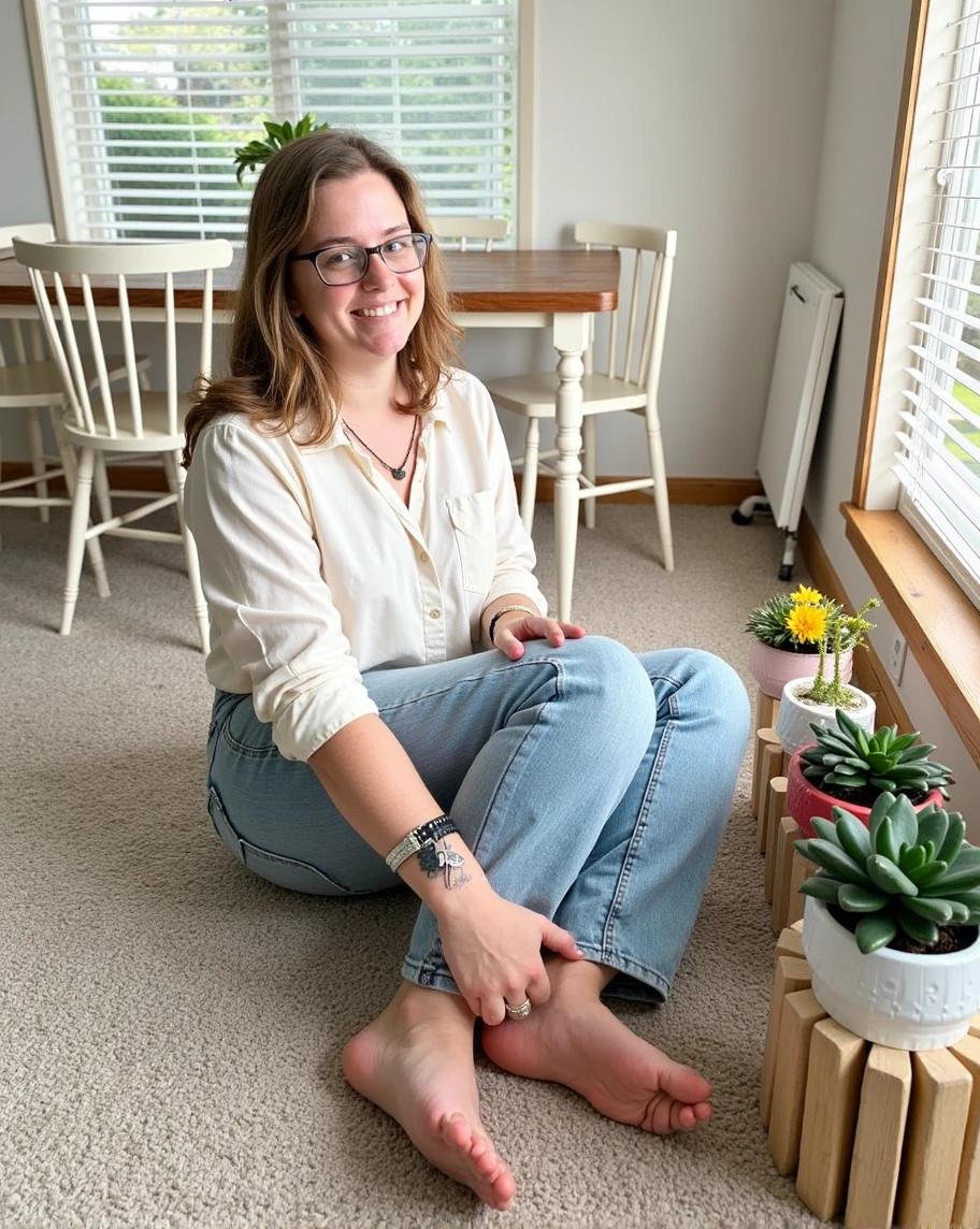 An 18-year-old woman sitting