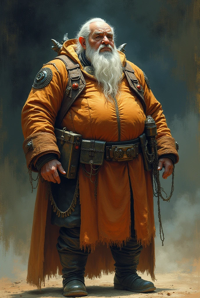 Create an image of what the character of Naron would look like from the text "Stupid Donkeys" by Isaac Asimov, Physical appearance He belongs to the long-lived Rigellian race He is the fourth of his lineage to keep galactic records He is enormously corpulent, measuring approximately six meters in height He is incredibly old