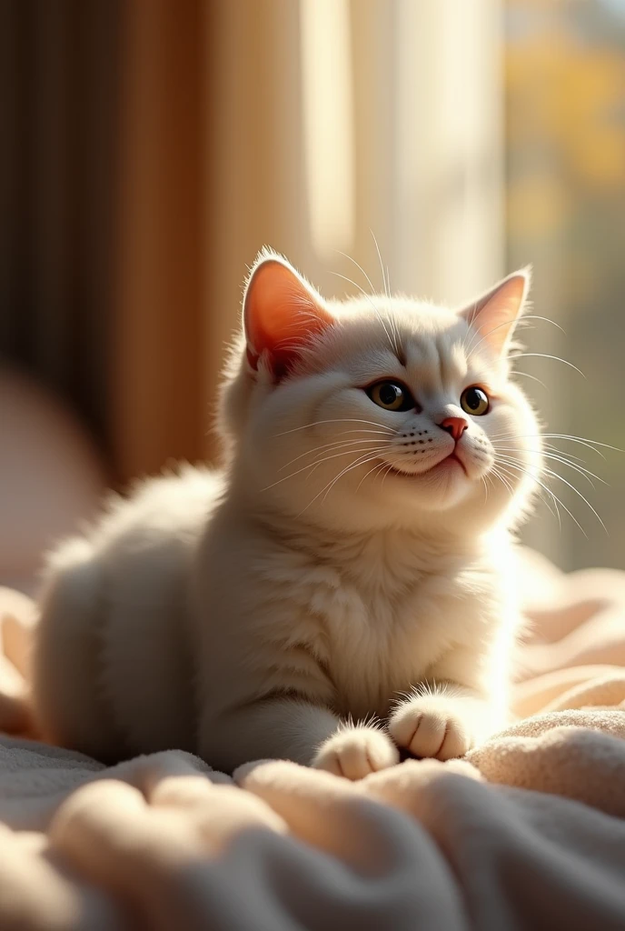 A cat stretching and waking up.