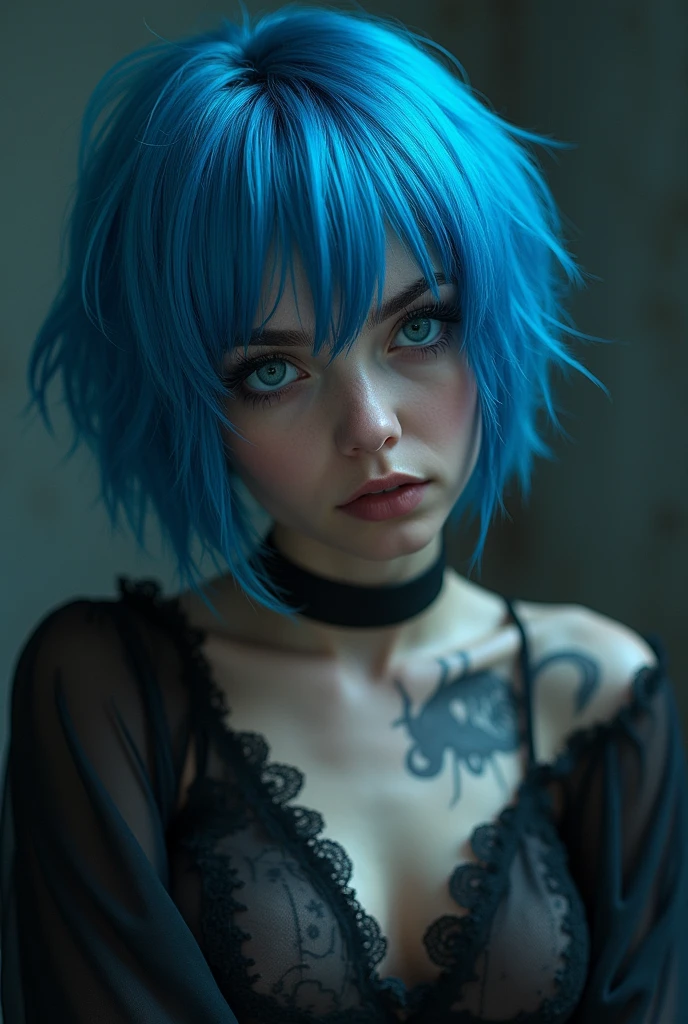 O Poder do Sex Appeal, short blue hair, evil cold