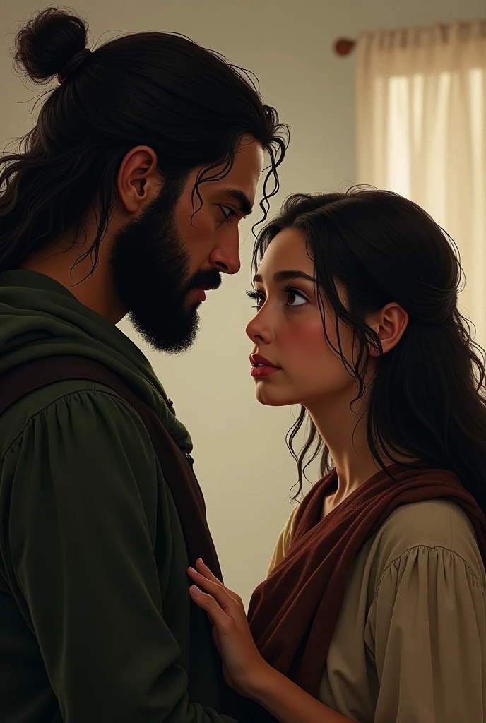 with black hair The father with black hair and beard And then she said to the image of the father and daughter I said that sometimes we can't get what they want so I'll see what happens