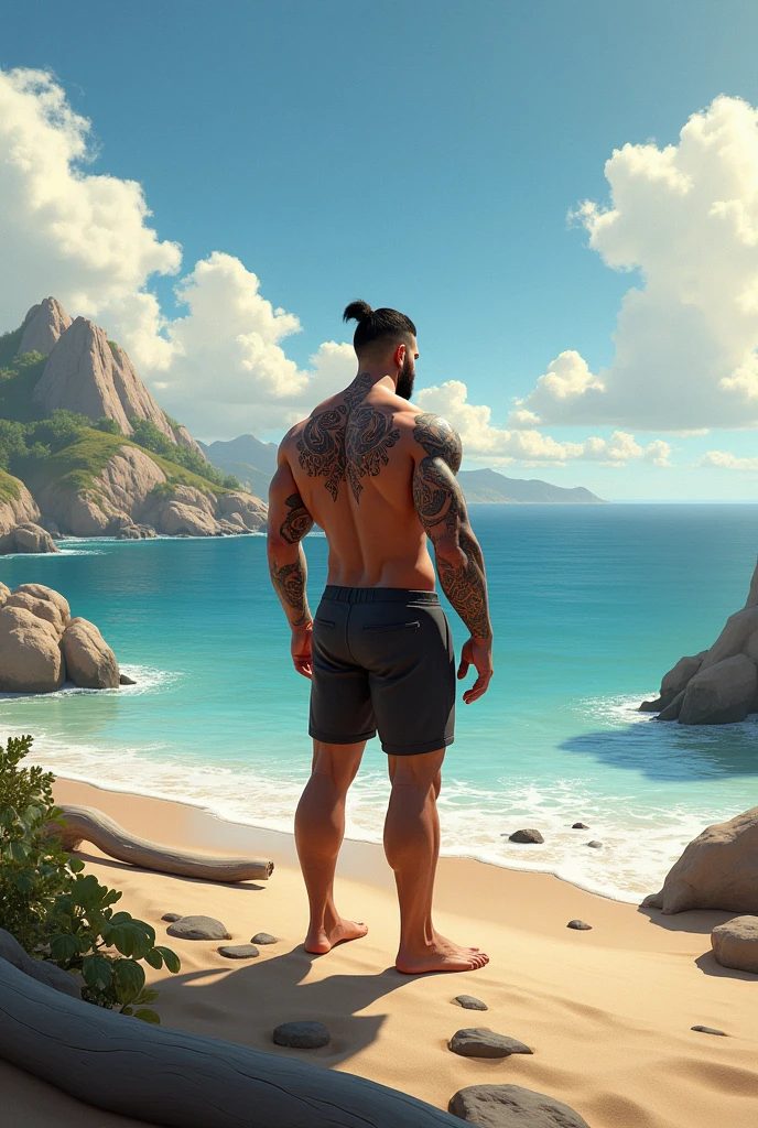 male+Back+seaside+beach