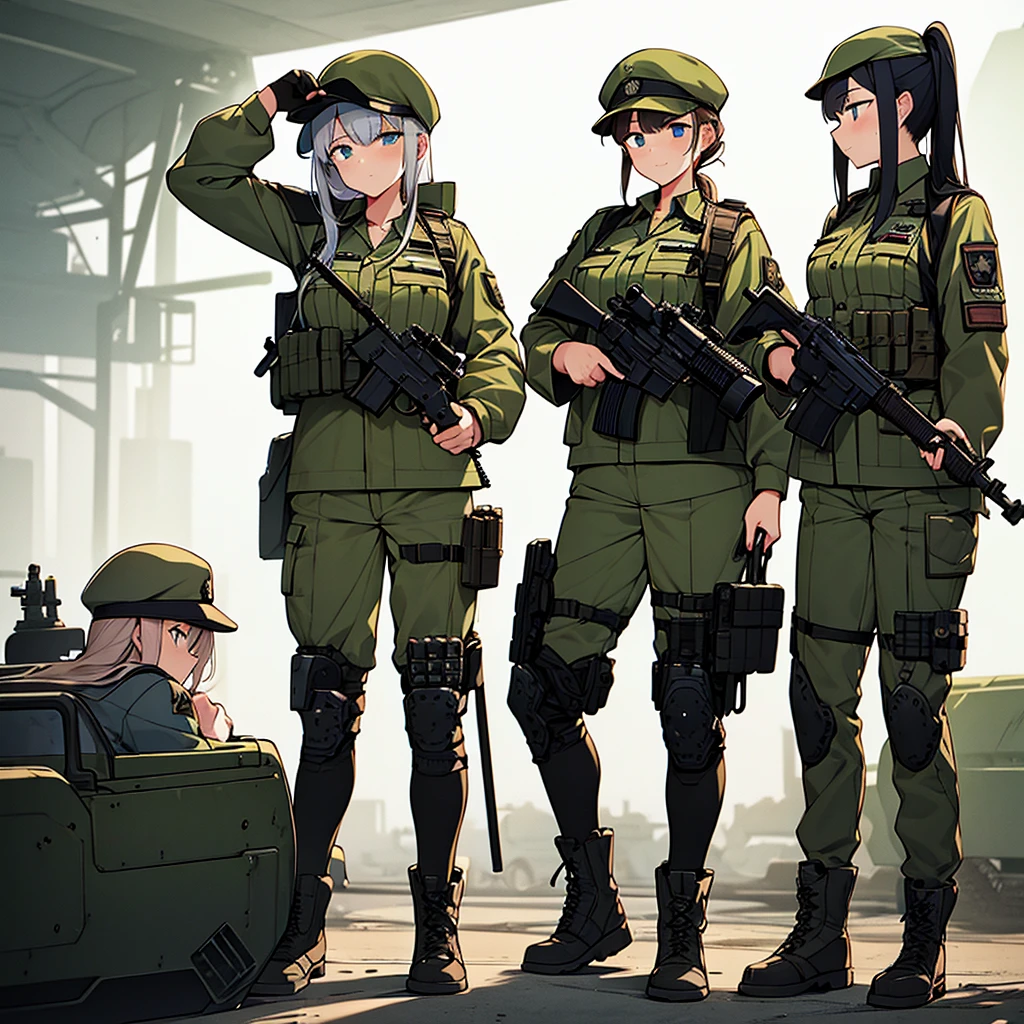 Three Girl military who are Tanker, military operator tank, was the heavy unit leader of the group. By his side were infiltrator, a soldier hold assault rifle, e technical, an engineering prodigy who could create anything from scrap metal.