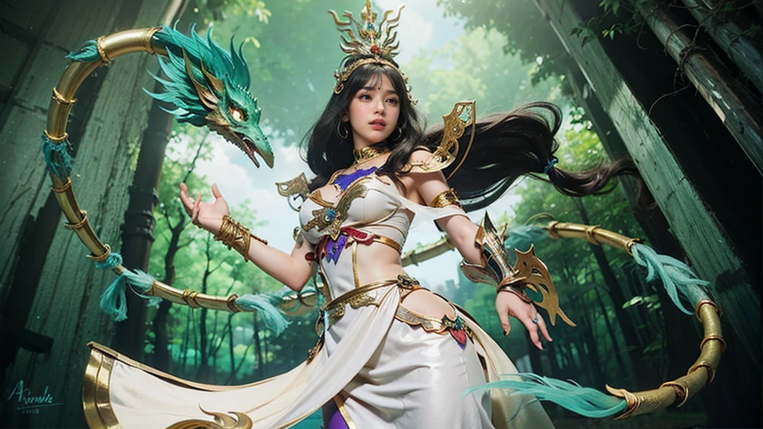 a close up of a girl (mobile legends character detailed black hair, big booobs , shadowbringers cinematic, 4 k detail fantasy, a beautiful fantasy empress, game cg, xianxia fantasy, xianxia hero, 2. 5 d cgi anime fantasy artwork, cinematic goddess close shot, ruan jia and artgerm, wow 4 k detail fantasy, hyperdetailed fantasy character