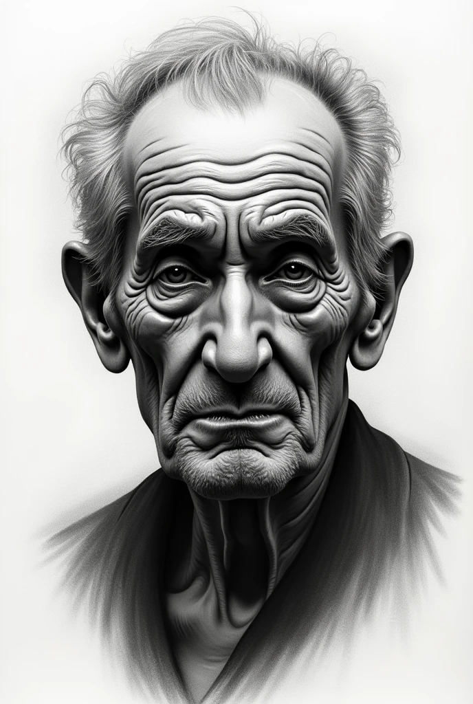 Charcoal sketch of an old man 