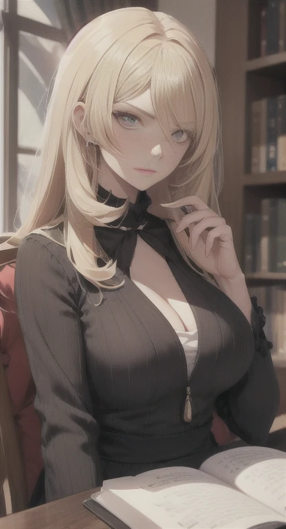 Sophisticated, Academic instructor, lady Sylvana, Mythril class, glaring at viewer,