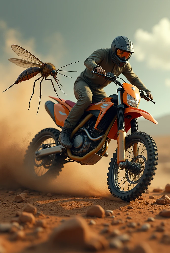 A mosquito hit by an all-terrain motorcycle