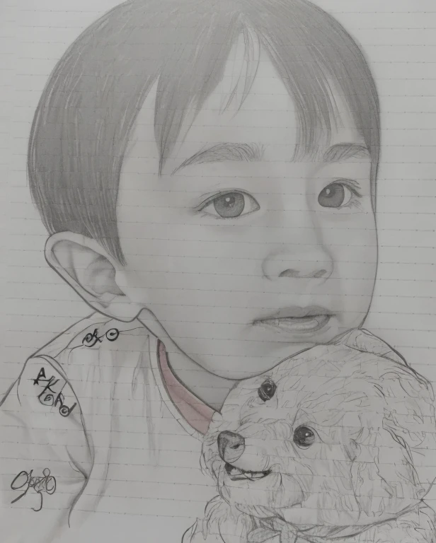 boy、A 3-****-*** boy with a stuffed puppy、Generate fun and smiles。