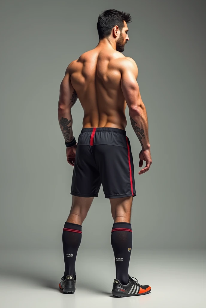 A realistic illustration of a Indian hunk man with beard wearing red v cut underwear of net clothes have big ass and he is rubbing his ass in a poolside