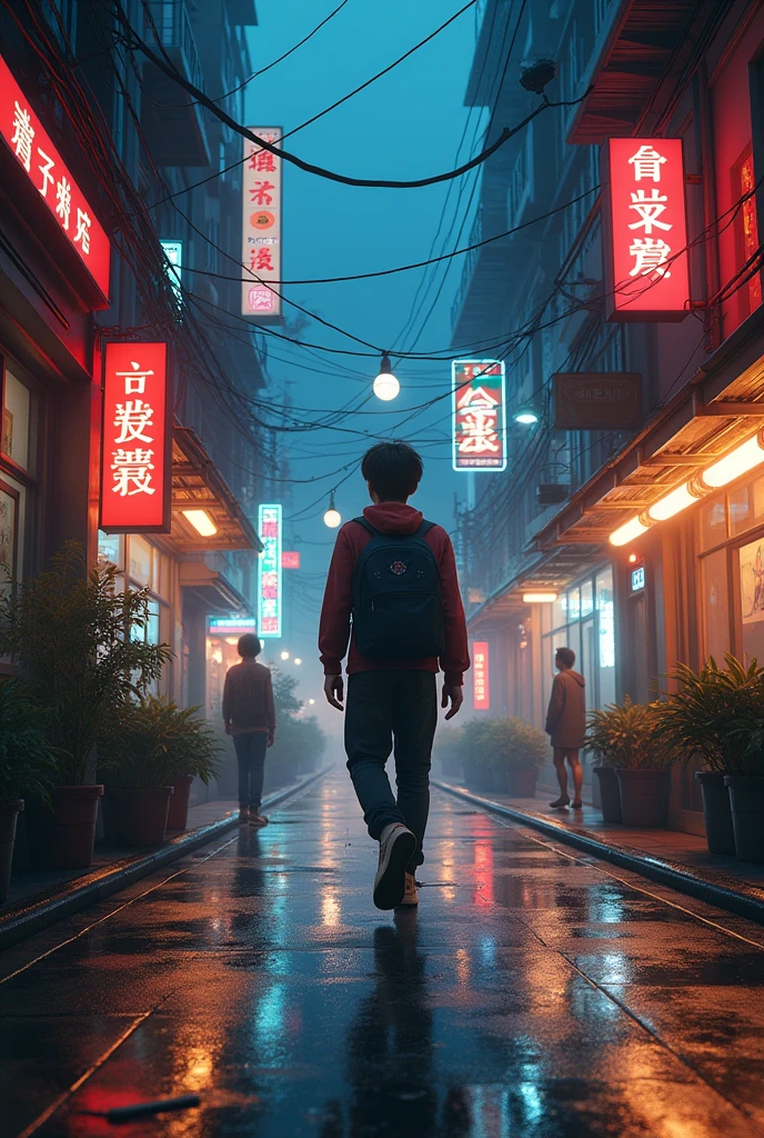 Create an image that describes your taste for the city, go out at night, study, playing soccer and walking in the city