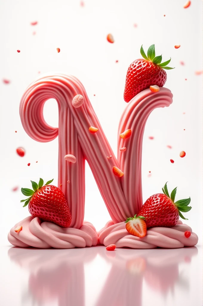 The letter N with strawberries and cream