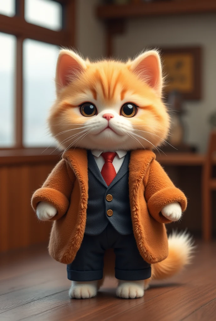 Cat,Are standing,doll,Japanese style,Tram,Hokkaido,Autumn Station,Wooden house,platform, Cape,Nguyen Gia,suit,tie,花Cat,Stupid dog,肌肉发达的雄Cat, (Delicate face), (High-quality fluffy fur)