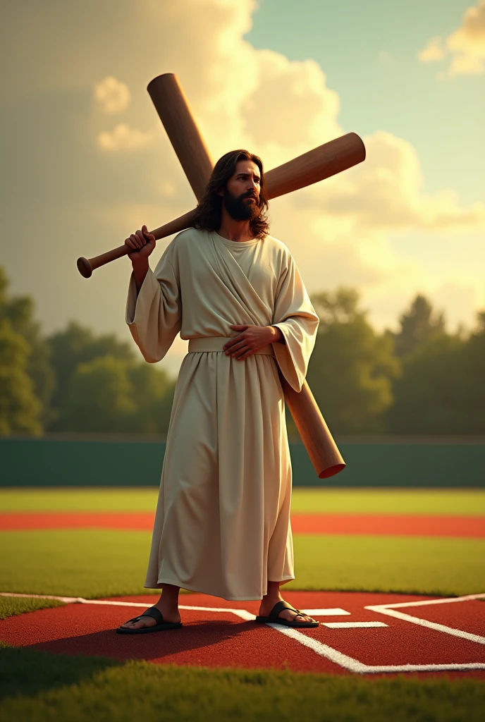Jesus playing basboll with cross