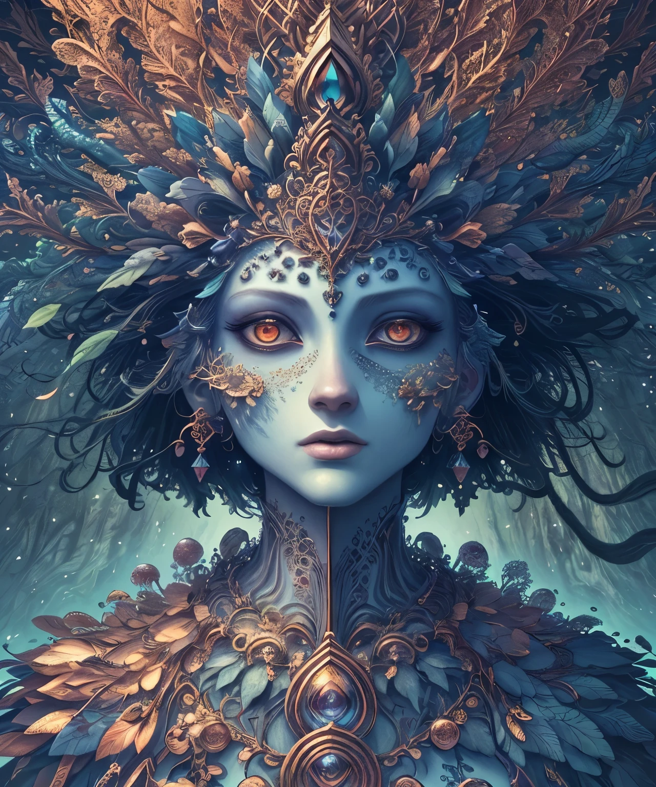 (masterpiece), best surreal masterpiece, Highest quality, Highest quality, Official Art, beautiful and aesthetic:1.2) , green skin godess and god ,The kids ,Very detailed,colorful,Most detailed, Official Art, unity 8k wallpaper, Super detailed, beautiful and aesthetic, beautiful,Fractal Art, mystical and otherworldly, with intricate fur and piercing eyes, in the breathtaking mountain landscape of NCWinters.