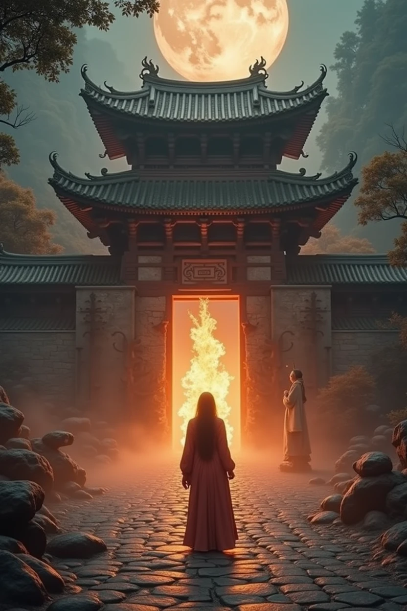 give me an asian in an astral temple
