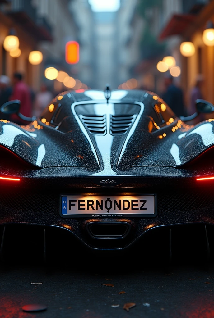 Pagani style car with FERNÁNDEZ on the license plate