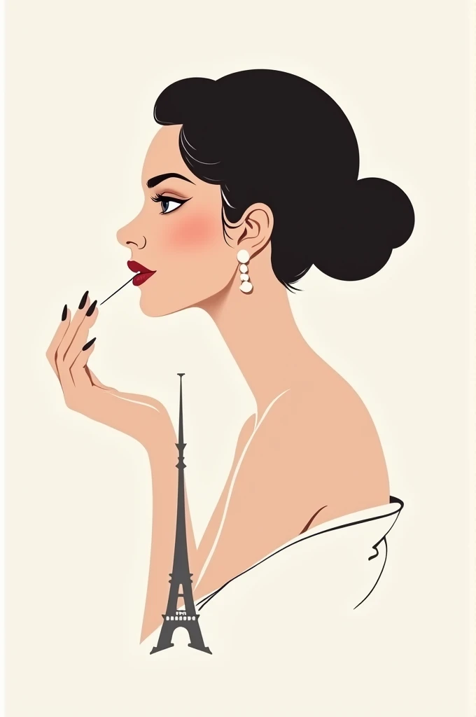 Create a logo of a bust of an elegant and sophisticated bourgeois woman, in profile showing the hand with manicured nails and adapt it to this style, but for manicure studio, nail dsigner, in a somewhat minimalist way and with the archetype of a ruler. With eyes open.