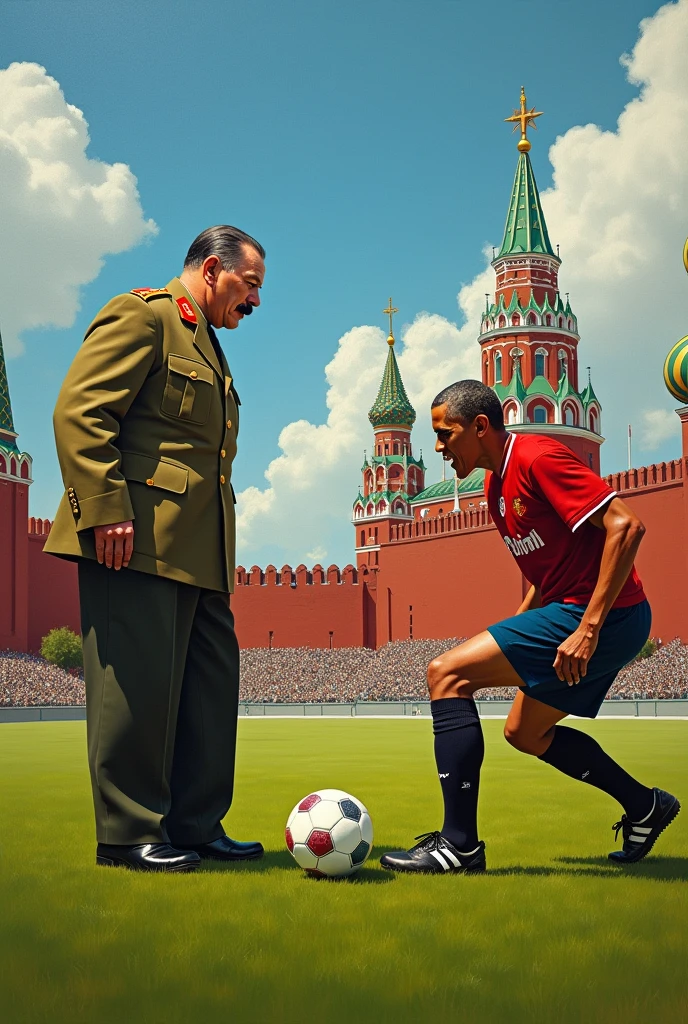 Stalin playing football against Obama