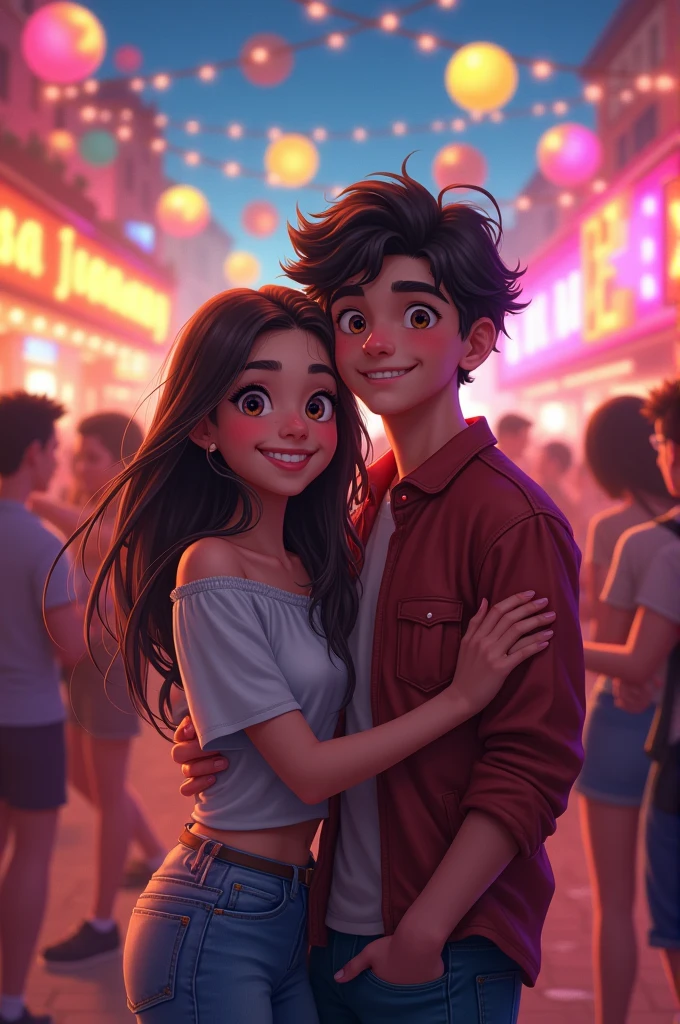 I need a girl and boy couple with a party background